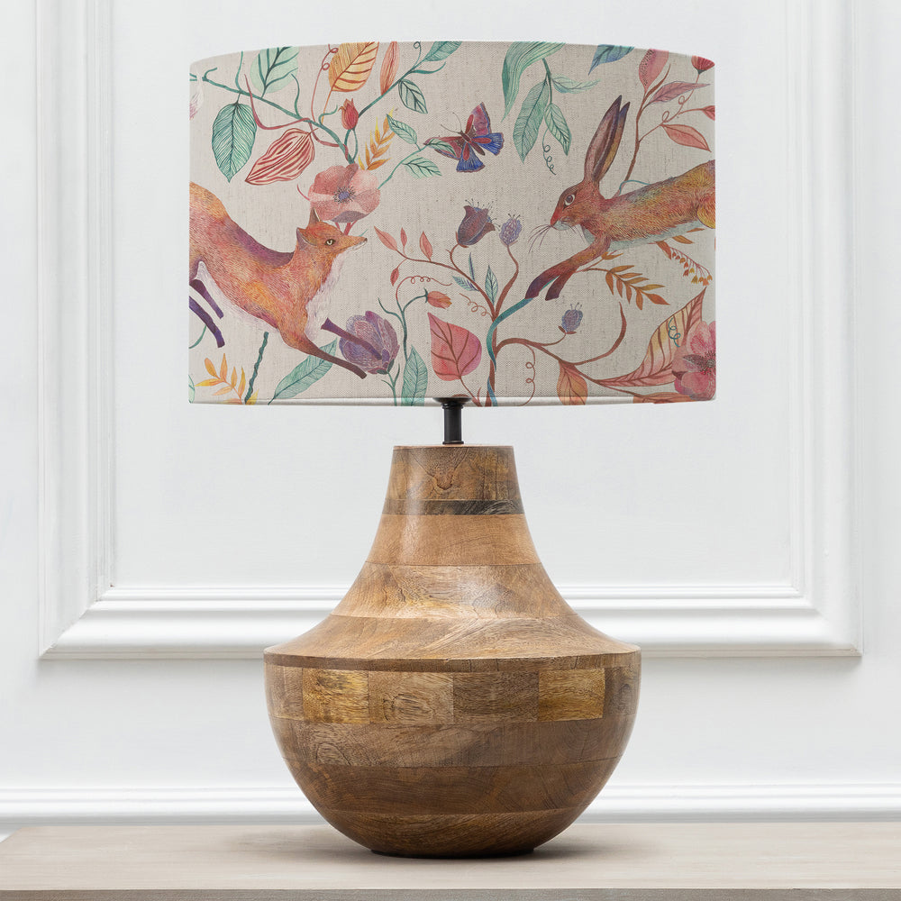 Leven Table Lampbase Mango/Leaping Into The Fauna EVA 40cm Lampshade Linen - image 2