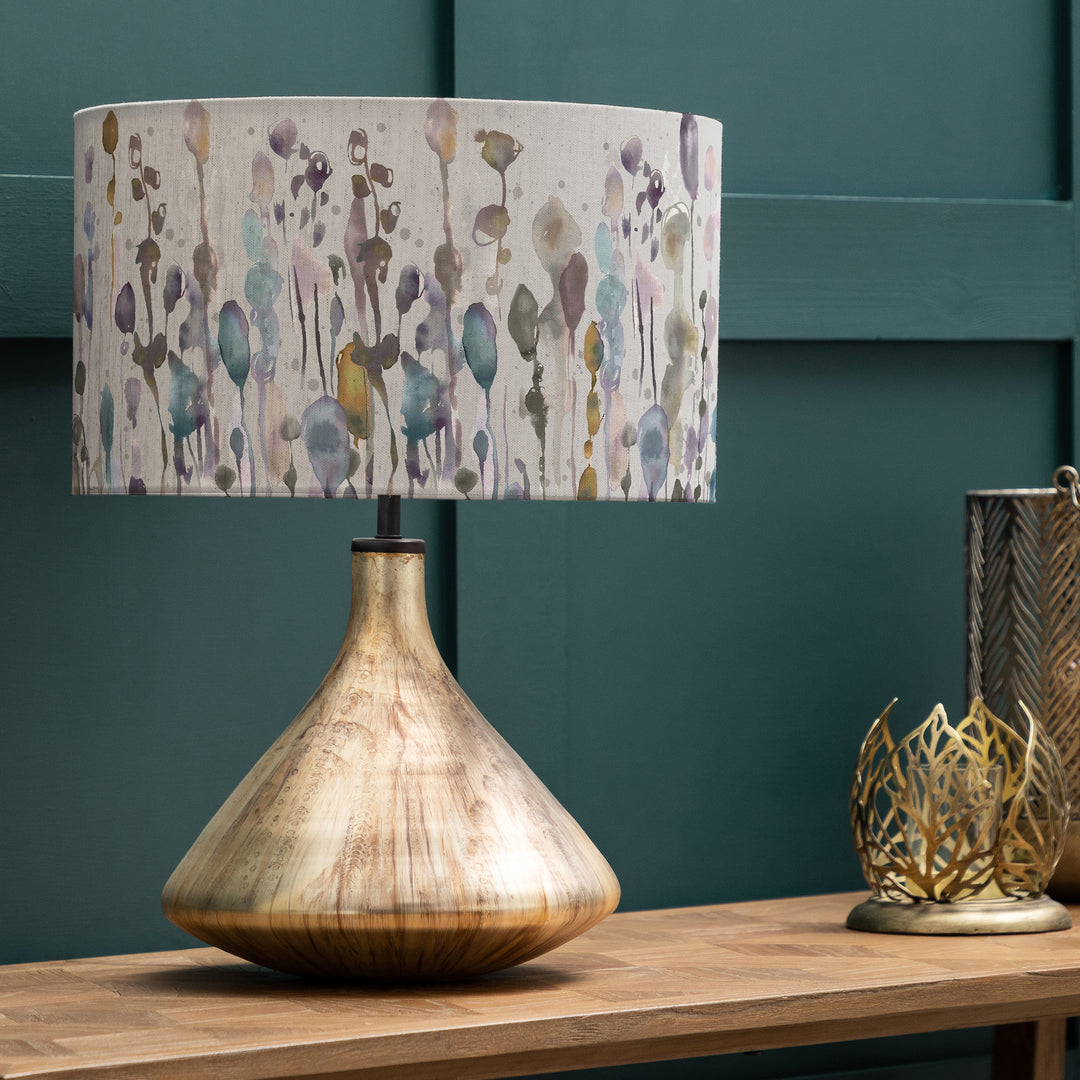 Luna Table Lampbase Glass/Arley EVA 37cm Lampshade Ironstone
