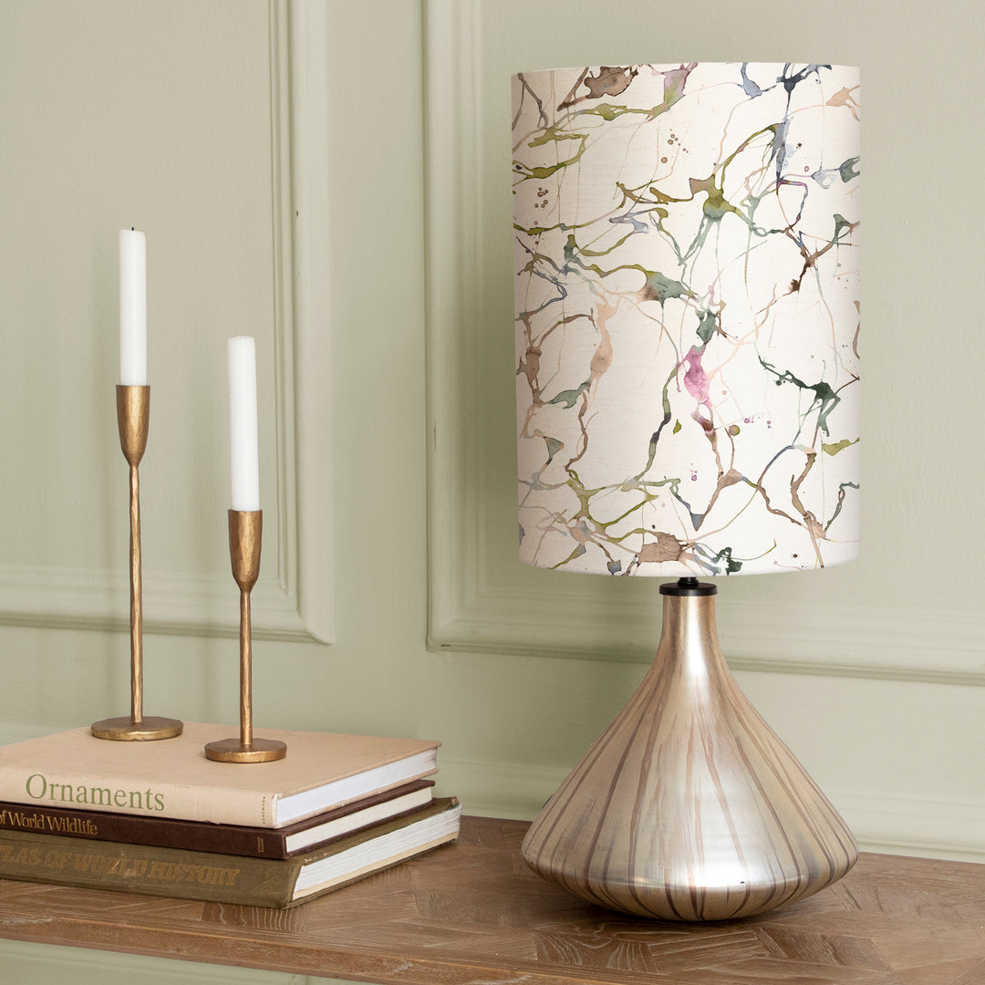 Luna Table Lampbase Glass/Carrara Anna 25cm Lampshade Meadow