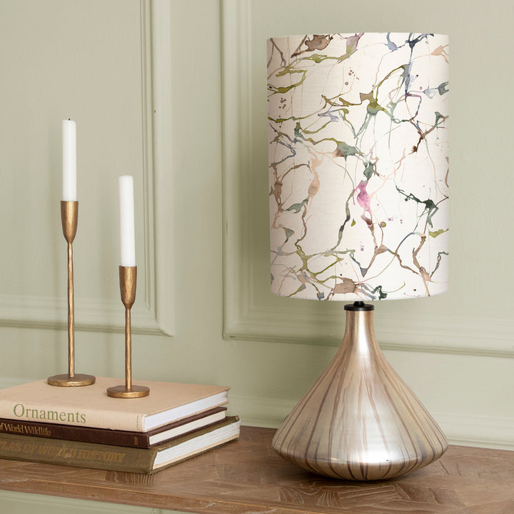 Luna Table Lampbase Glass/Carrara Anna 25cm Lampshade Meadow