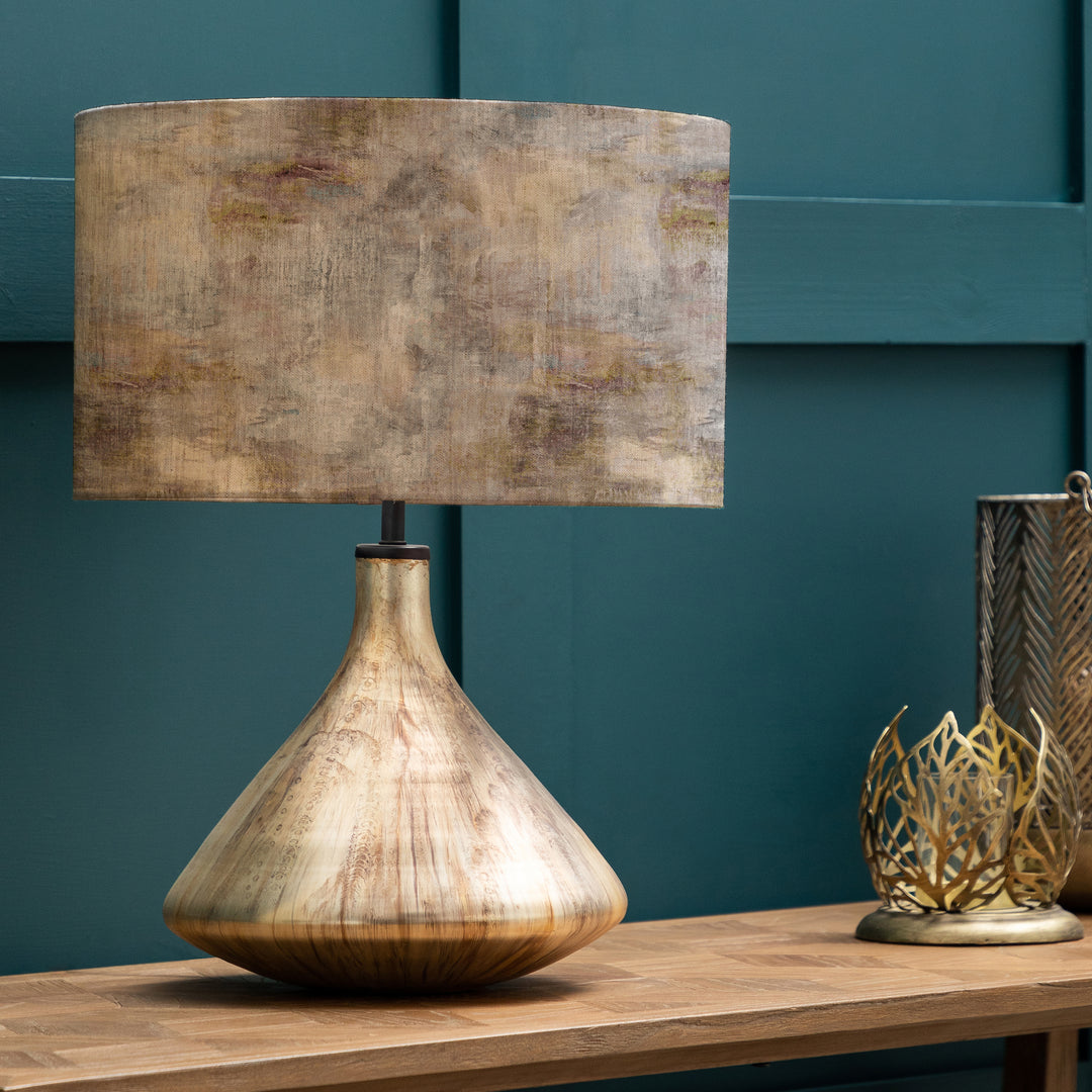 Luna Table Lampbase Glass/Monet EVA 37cm Lampshade Ironstone
