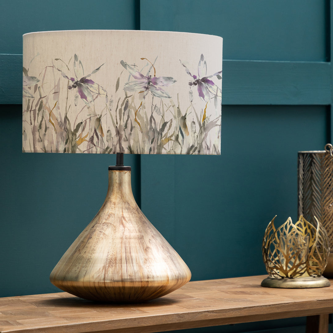 Luna Table Lampbase Glass/Nightingale EVA 37cm Lampshade Ironstone