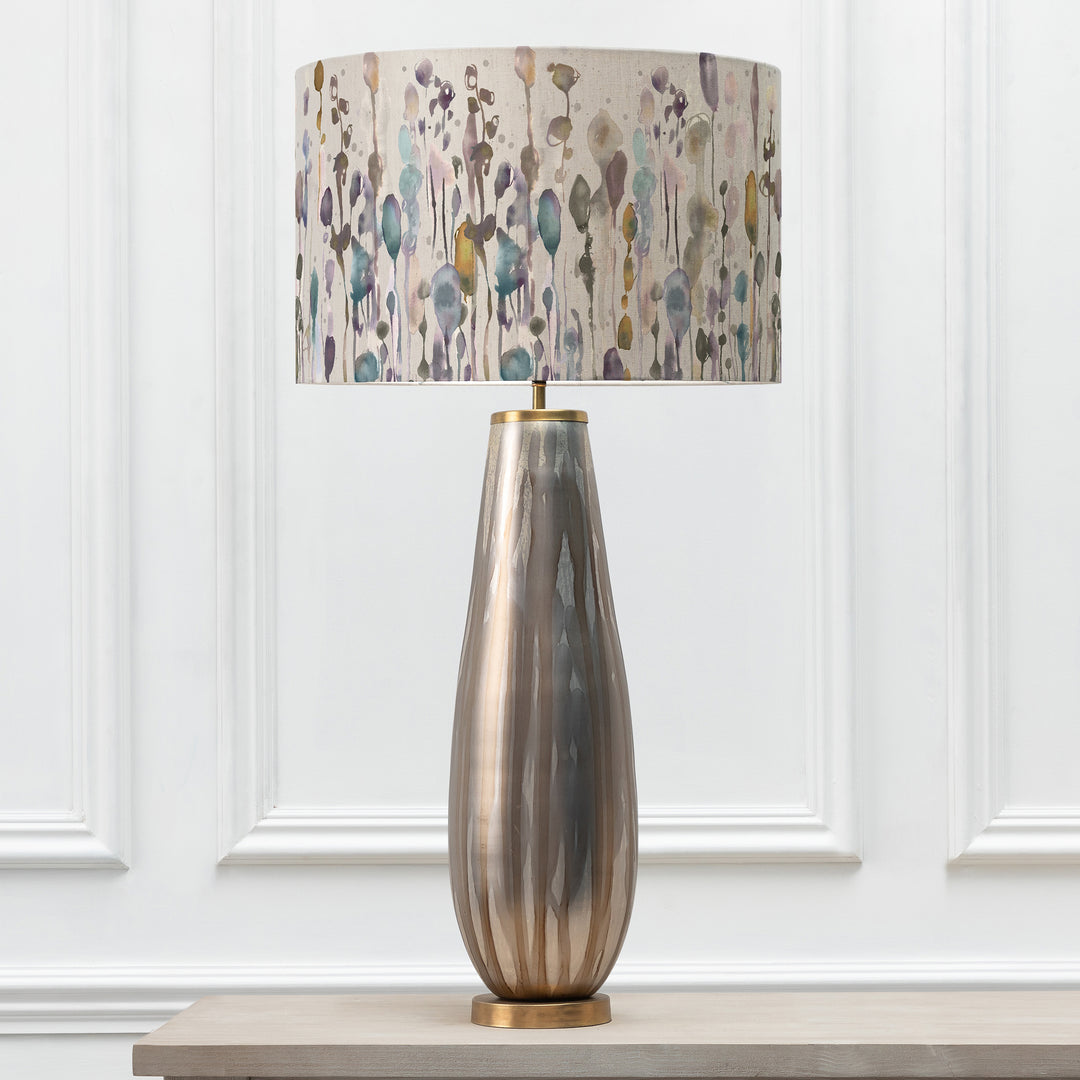 Minerva Table Lampbase Glass/Arley EVA 46cm Lampshade Ironstone - image 2