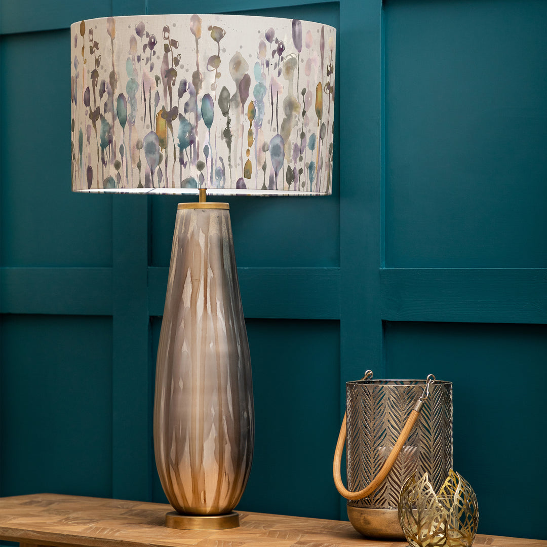 Minerva Table Lampbase Glass/Arley EVA 46cm Lampshade Ironstone