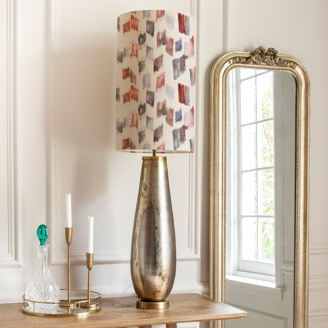 Minerva Table Lampbase Glass/Arwen Anna 30x50cm Lampshade Rosewater