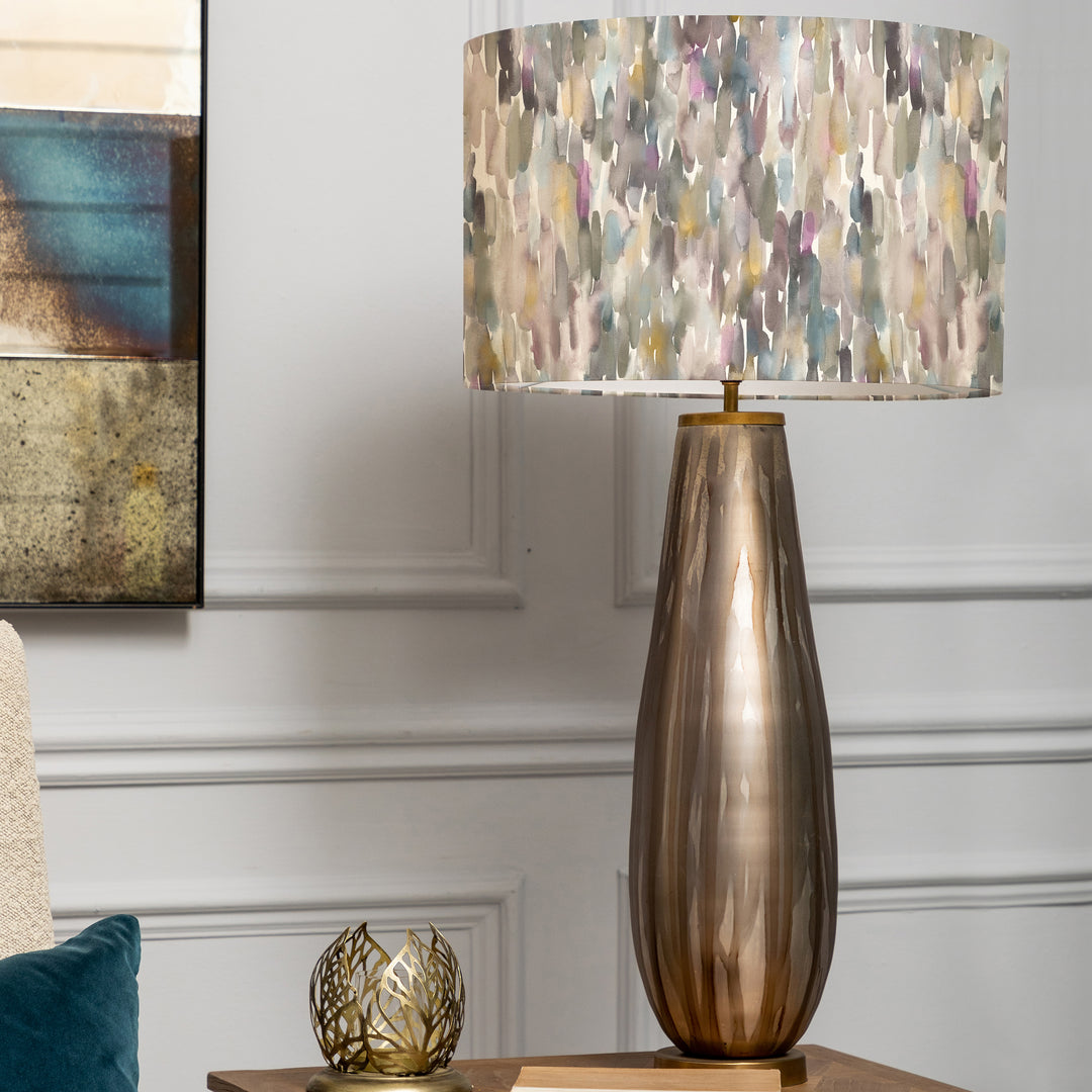 Minerva Table Lampbase Glass/Azima EVA 46cm Lampshade Ironstone