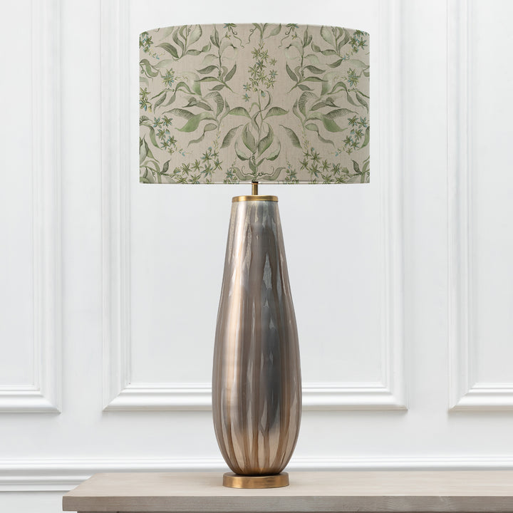 MINERVA TABLE LAMPBASE GLASS/HETTIE VINE EVA 46CM LAMPSHADE GREEN