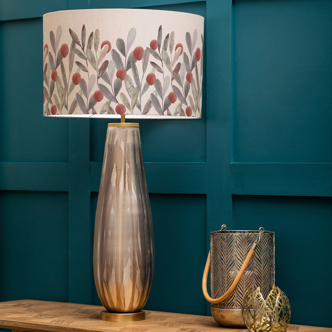 Minerva Table Lampbase Glass/Katsura EVA 46cm Lampshade Mulberry