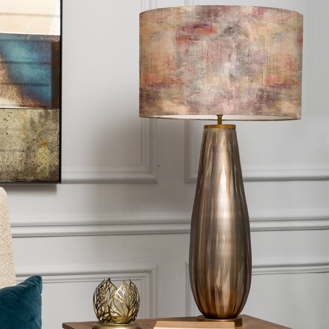 Minerva Table Lampbase Glass/Monet EVA 46cm Lampshade Amber
