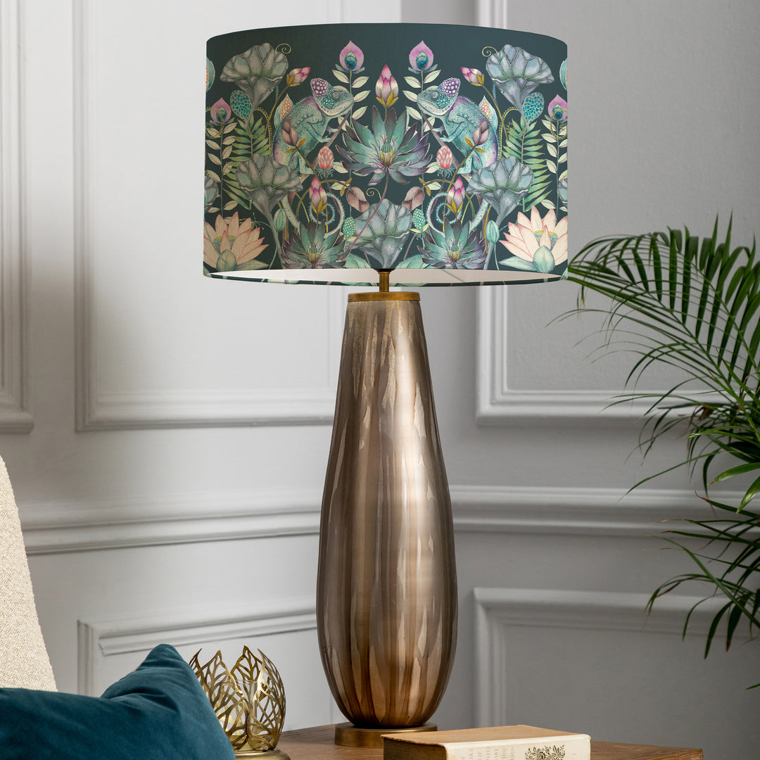 Minerva Table Lampbase Glass/Osawi EVA 46cm Lampshade Emerald