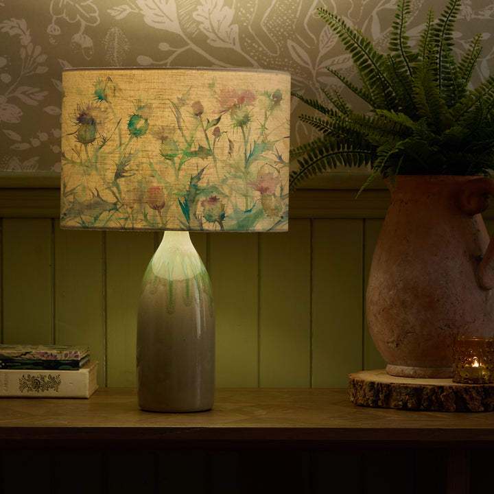 NARVI LAMPBASE JADE/CIRSIUM EVA 30CM LAMPSHADE DAMSON