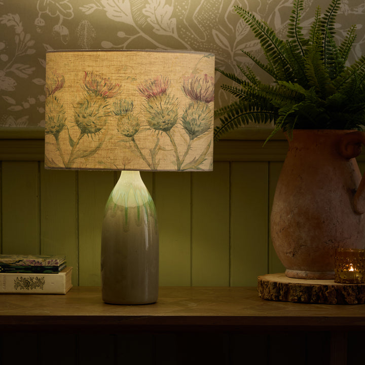 NARVI LAMPBASE JADE/THISTLE GLEN EVA 30CM LAMPSHADE LINEN