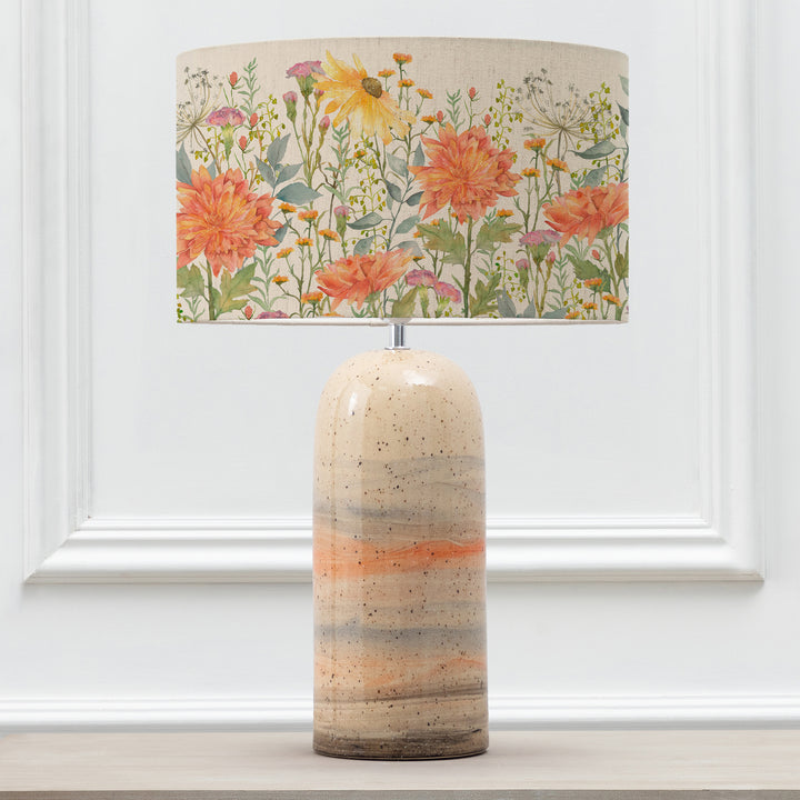 OCEFINA TABLE LAMPBASE SANDSTONE/DELAMERE LINEN EVA 37CM LAMPSHADE ORANGE