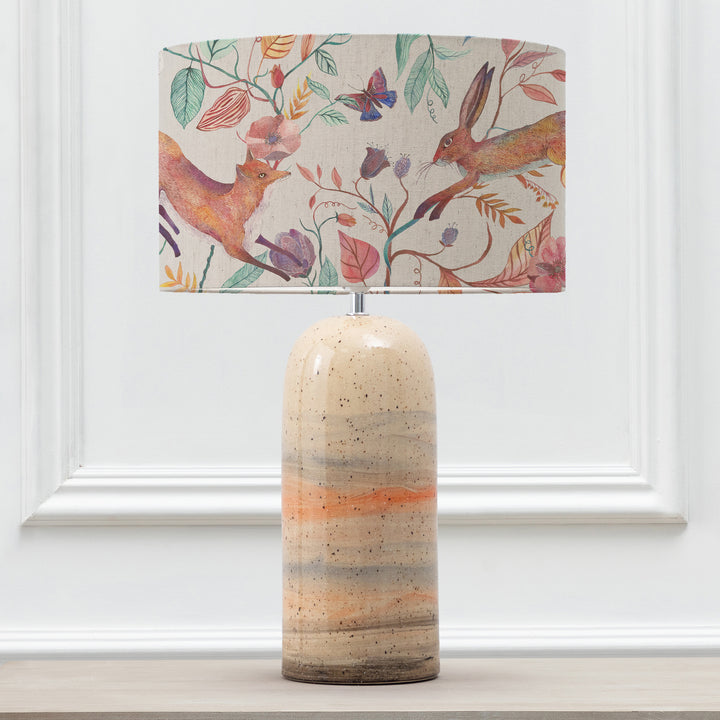 Ocefina Table Lampbase Sandstone/Leaping Into The Fauna EVA 37cm Lampshade Linen - image 2