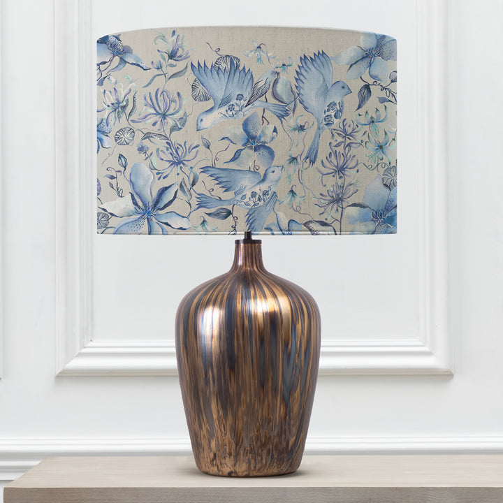 OLYWN TABLE LAMPBASE GLASS/FLOELLA DELFT BLUE EVA 46CM LAMPSHADE BLUE