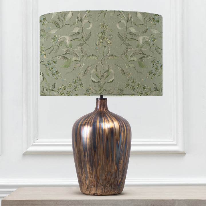 OLYWN TABLE LAMPBASE GLASS/HETTIE EDEN EVA 46CM LAMPSHADE GREEN