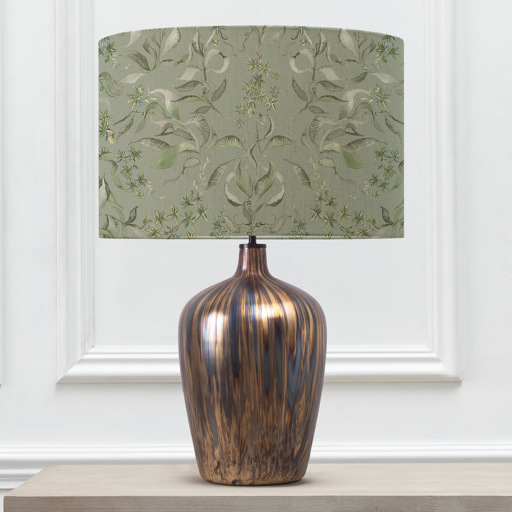Olywn Table Lampbase Glass/Hettie Eden EVA 46cm Lampshade Green - image 2