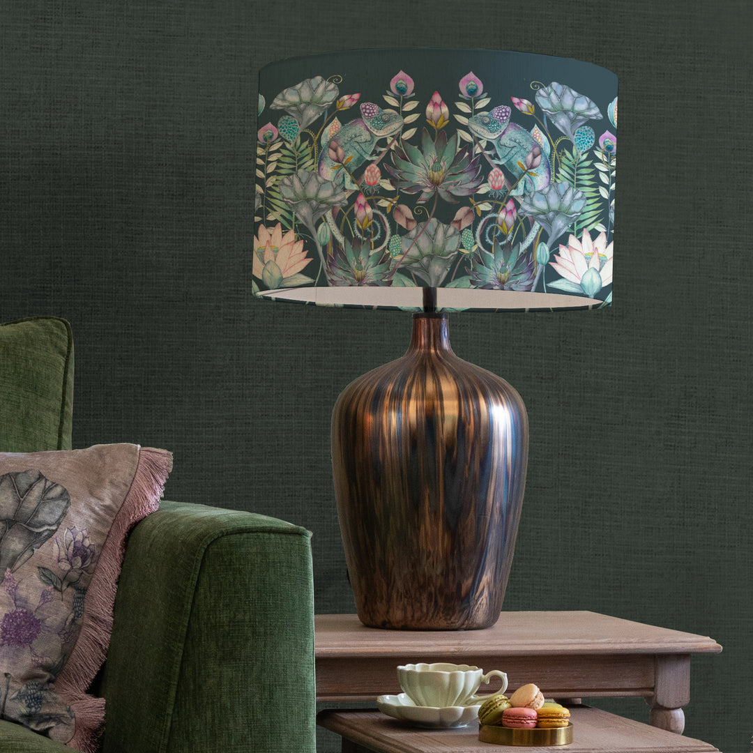 Olywn Table Lampbase Glass/Osawi EVA 46cm Lampshade Emerald
