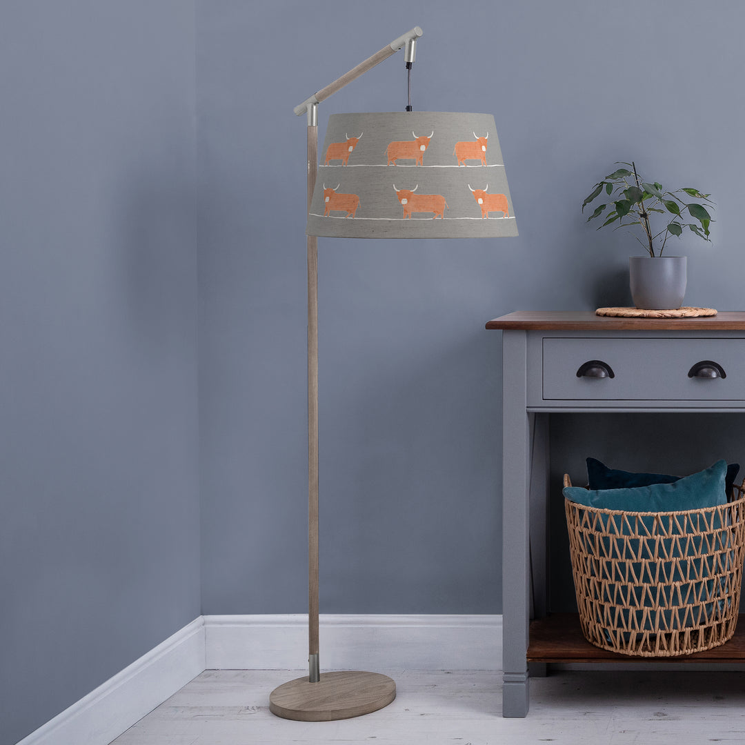 Quintus Floor Lampbase Grey Wash/Dougal Quintus Taper 46cm Lampshade Granite