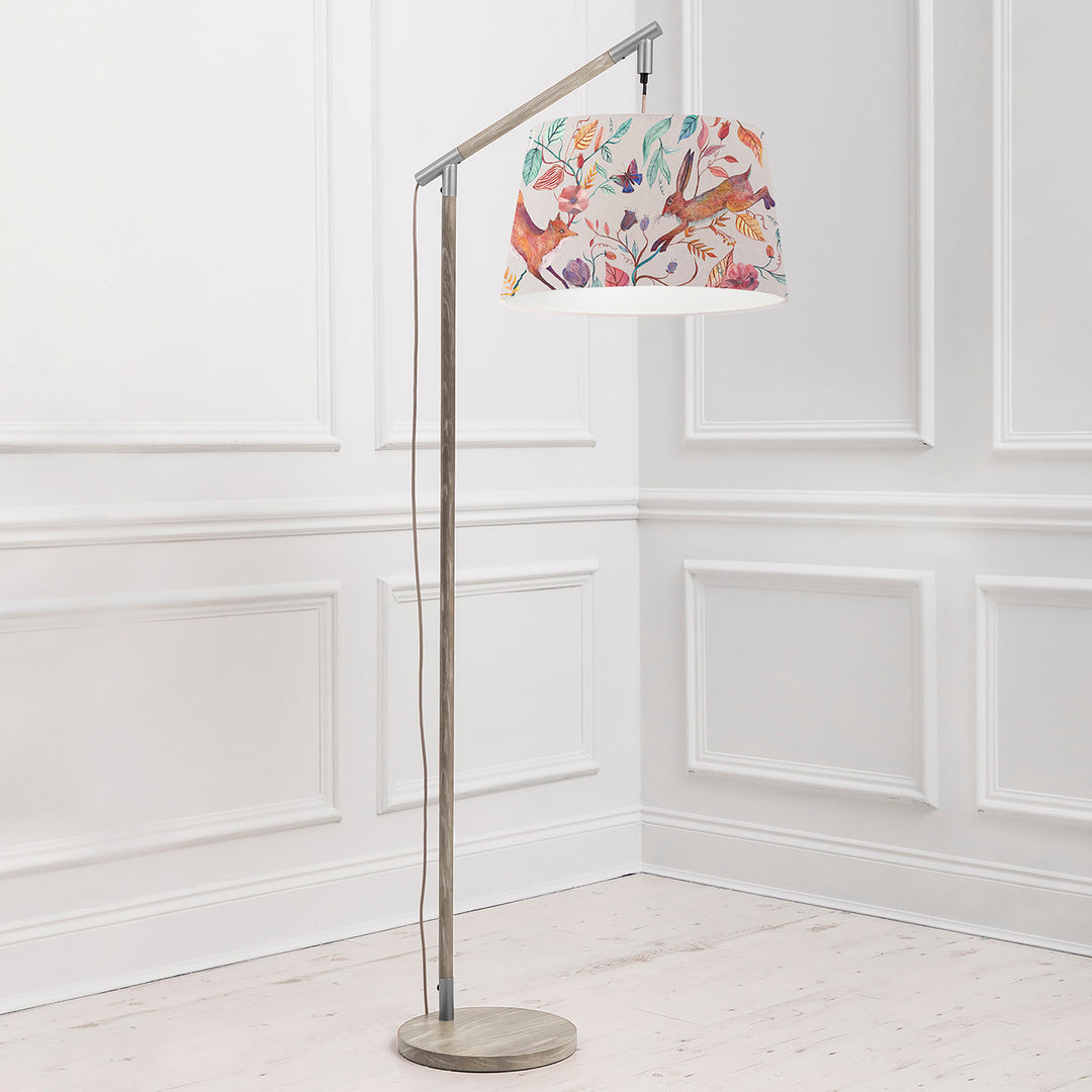 Quintus Floor Lampbase Grey Wash/Leaping Into The Fauna Quintus Taper 46cm Lampshade Linen - image 2