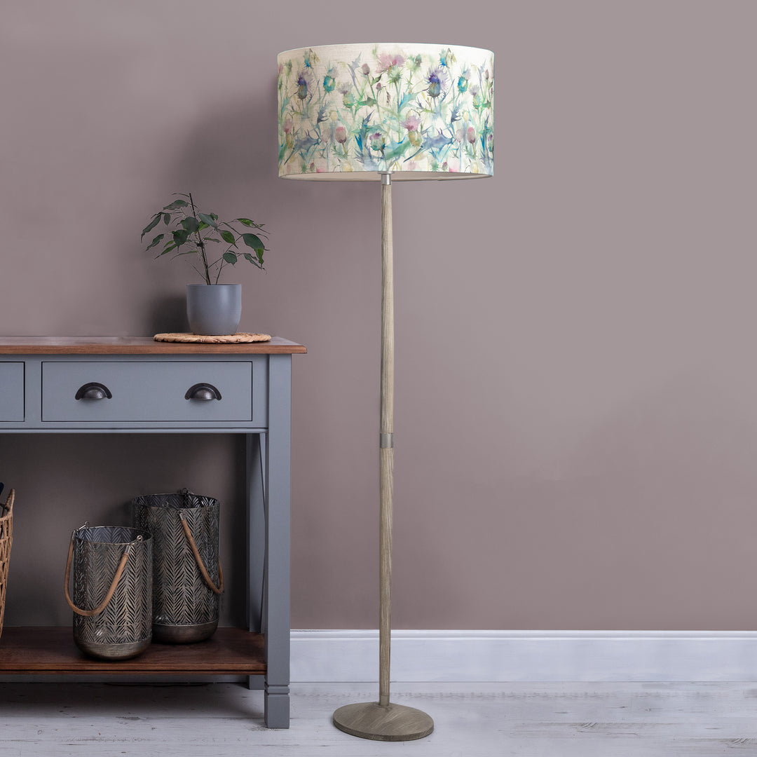 Solensis Floor Lampbase Grey Wash/Cirsium EVA 52cm Lampshade Damson