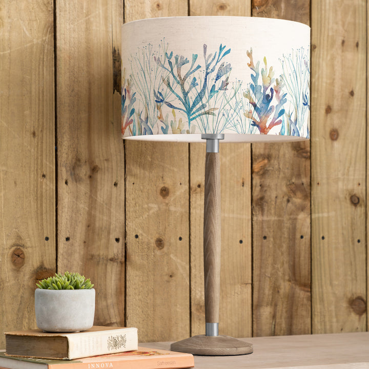 Solensis Small Table Lampbase Grey/Coral Reef EVA 37cm Lampshade Cobalt