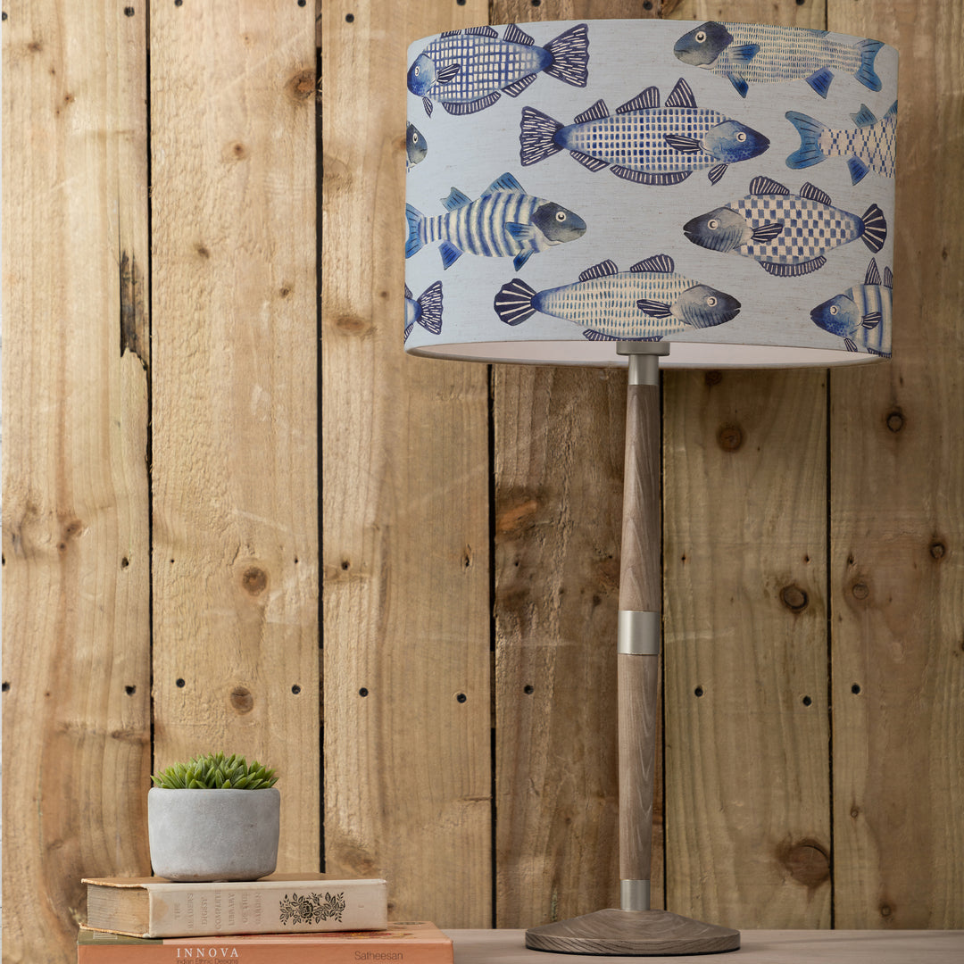 Solensis Tall Table Lampbase Grey/Cove EVA 40cm Lampshade Cobalt