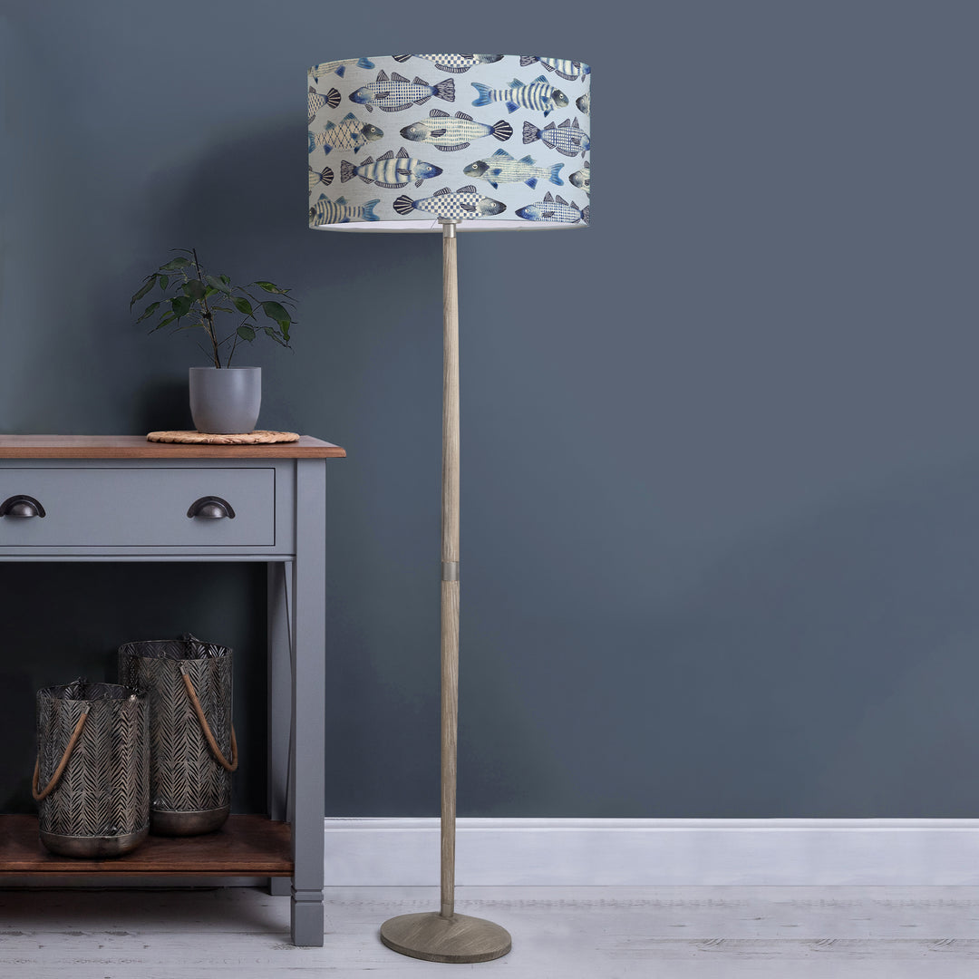 Solensis Floor Lampbase Grey Wash/Cove EVA 52cm Lampshade Cobalt