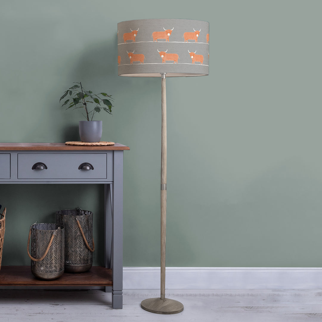 Solensis Floor Lampbase Grey Wash/Dougal EVA 52cm Lampshade Granite