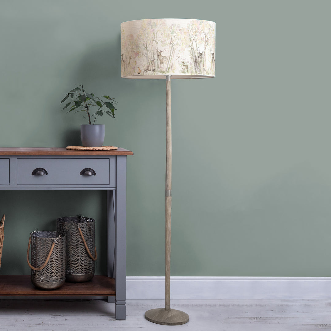Solensis Floor Lampbase Grey Wash/Enchanted Forest EVA 52cm Lampshade Forest