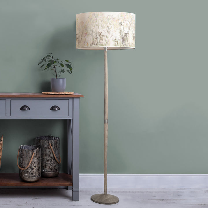 Solensis Floor Lampbase Grey Wash/Enchanted Forest EVA 52cm Lampshade Forest