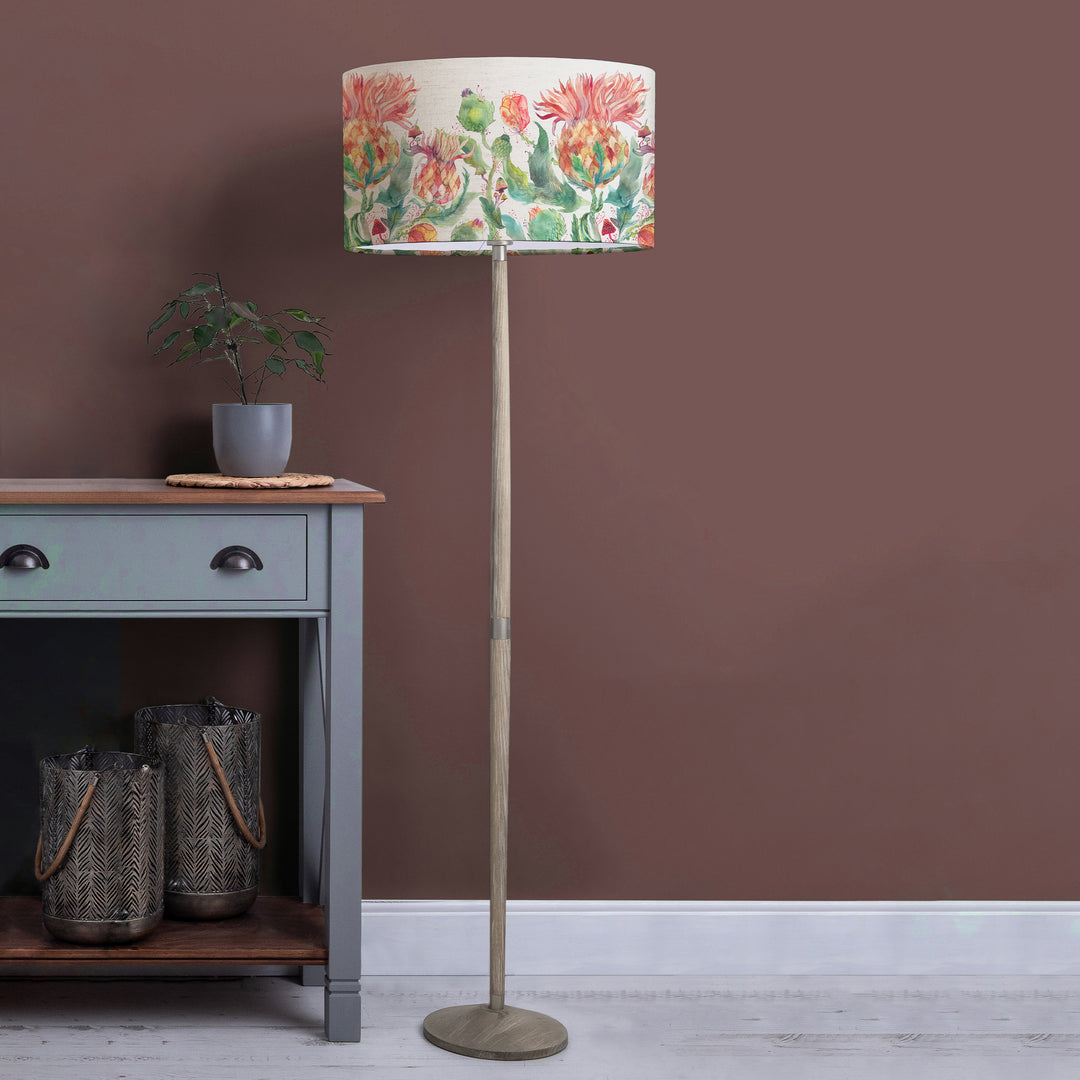 Solensis Floor Lampbase Grey Wash/Enchanting Thistle EVA 52cm Lampshade Marigold