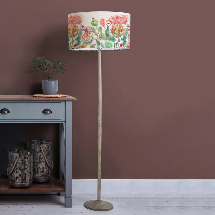 Solensis Floor Lampbase Grey Wash/Enchanting Thistle EVA 52cm Lampshade Marigold