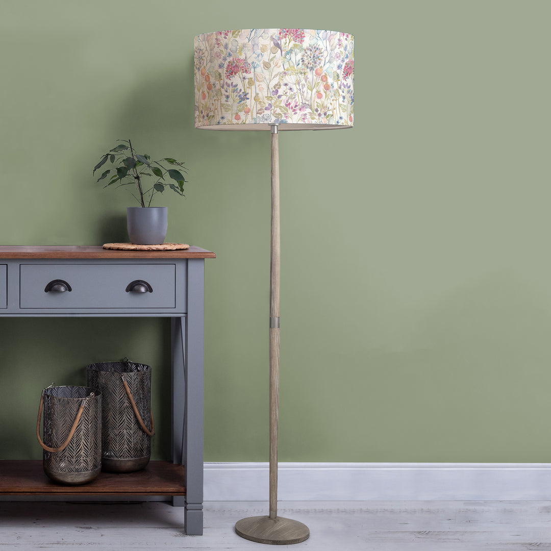 Solensis Floor Lampbase Grey Wash/Hedgerow EVA 52cm Lampshade Linen