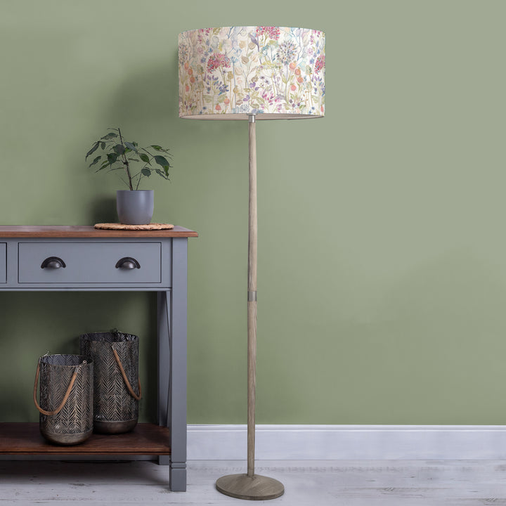 Solensis Floor Lampbase Grey Wash/Hedgerow EVA 52cm Lampshade Linen