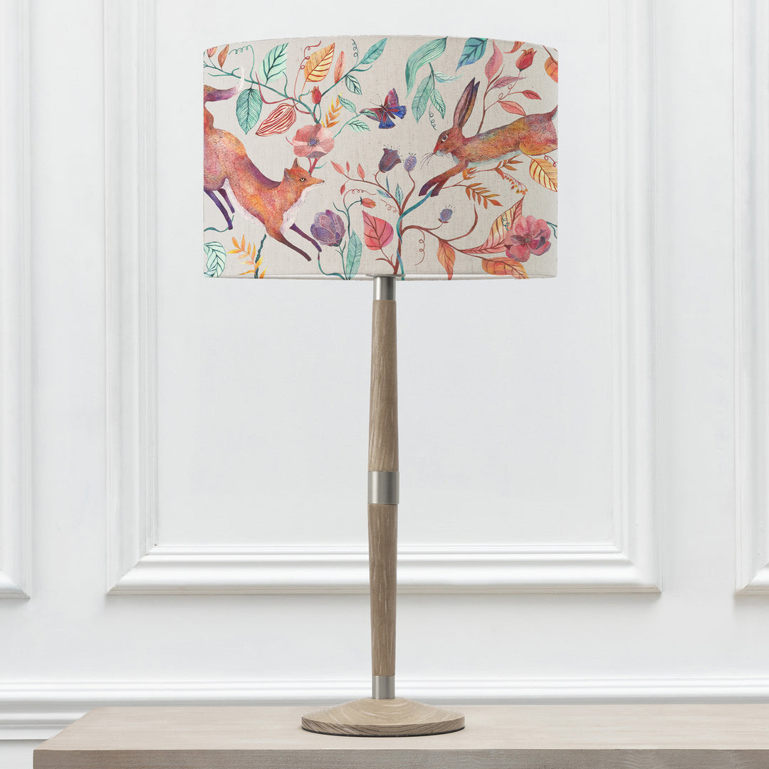 Solensis Tall Table Lampbase Grey/Leaping Into The Fauna EVA 40cm Lampshade Linen - image 2