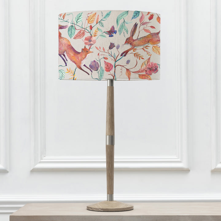 Solensis Tall Table Lampbase Grey/Leaping Into The Fauna EVA 40cm Lampshade Linen - image 2