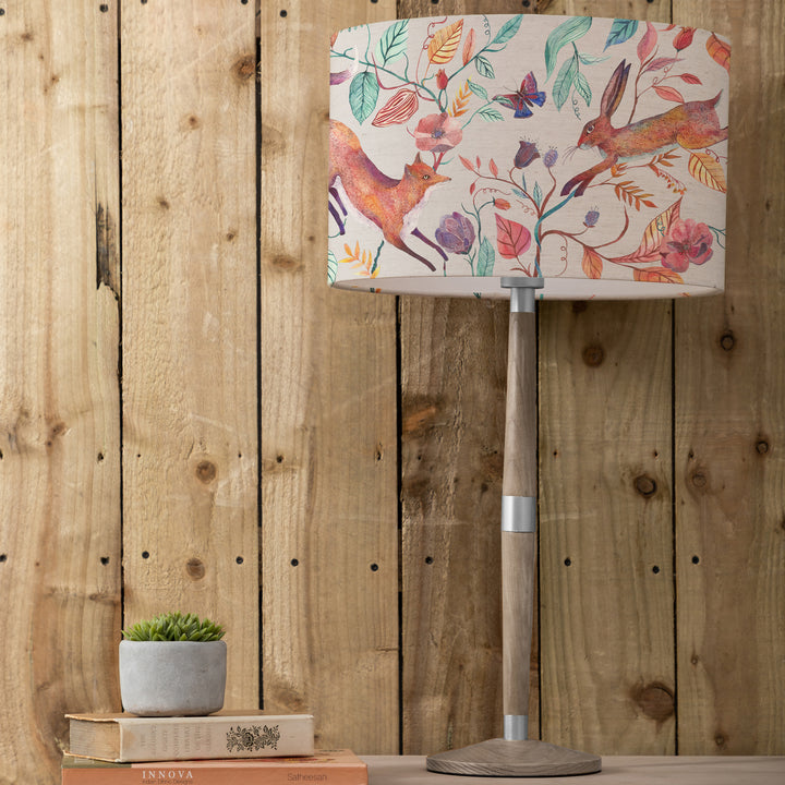 Solensis Tall Table Lampbase Grey/Leaping Into The Fauna EVA 40cm Lampshade Linen