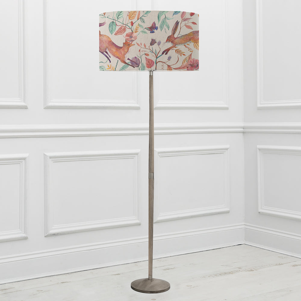 Solensis Floor Lampbase Grey Wash/Leaping Into The Fauna EVA 52cm Lampshade Linen - image 2