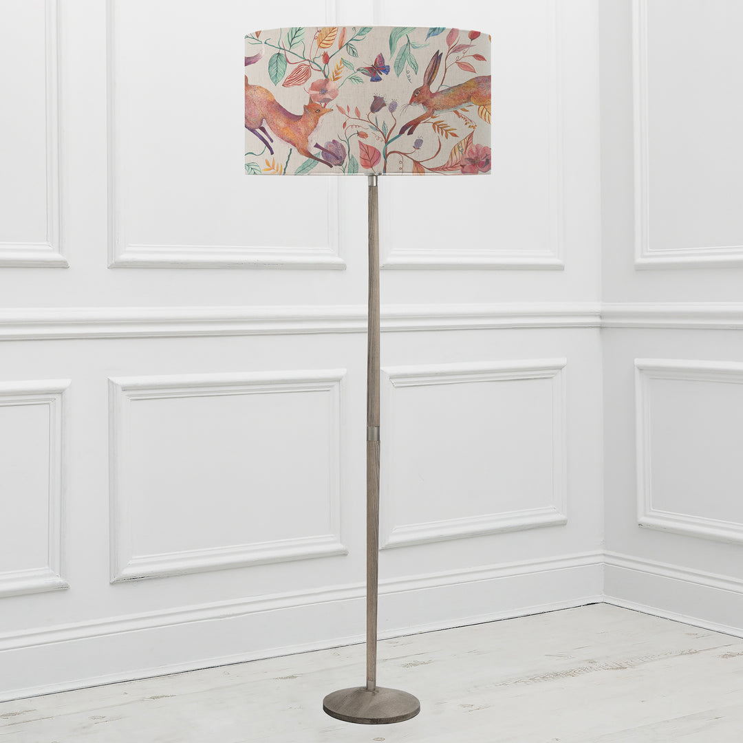 Solensis Floor Lampbase Grey Wash/Leaping Into The Fauna EVA 52cm Lampshade Linen - image 2
