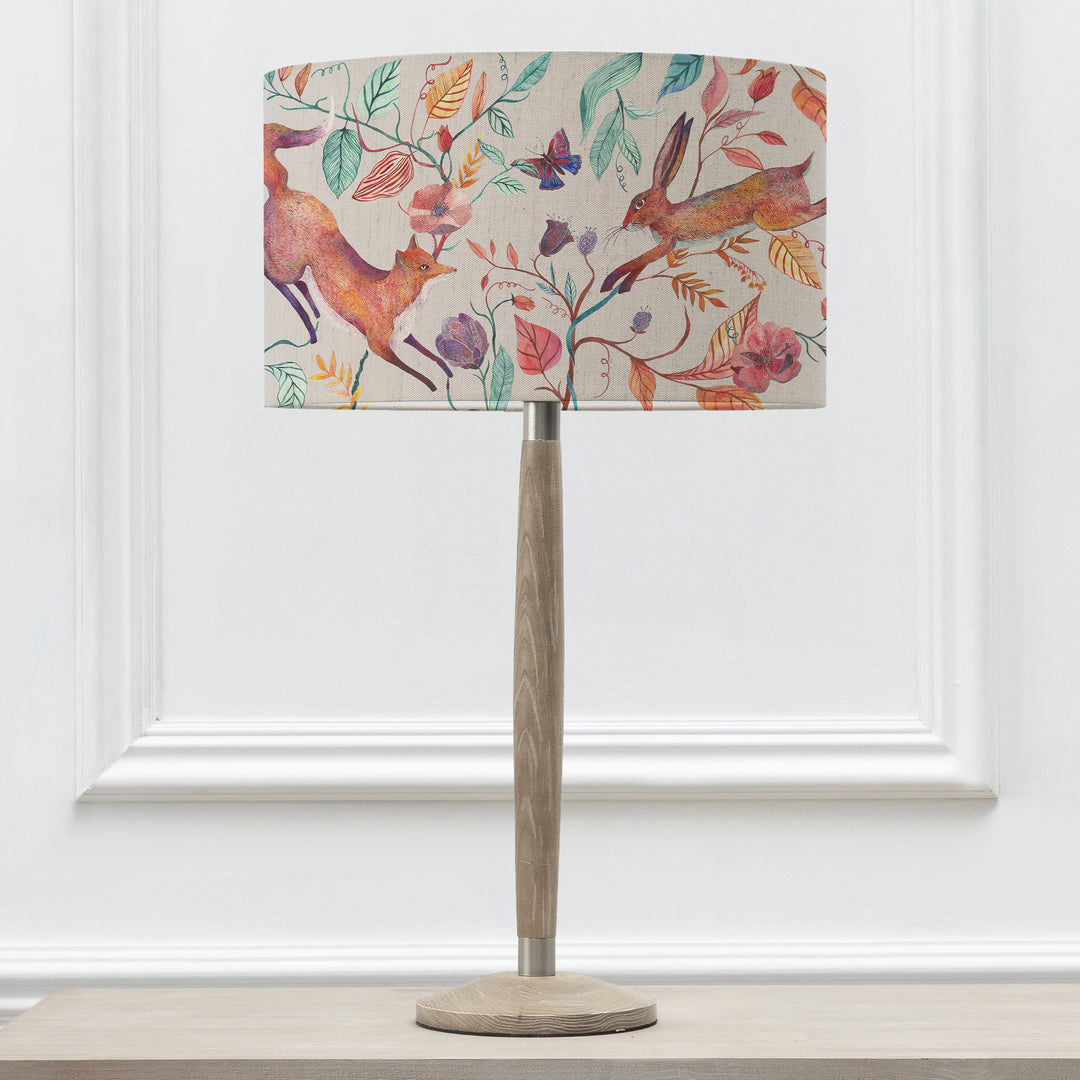 Solensis Small Table Lampbase Grey/Leaping Into The Fauna EVA 37cm Lampshade Linen - image 2