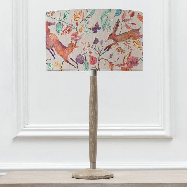 Solensis Small Table Lampbase Grey/Leaping Into The Fauna EVA 37cm Lampshade Linen - image 2