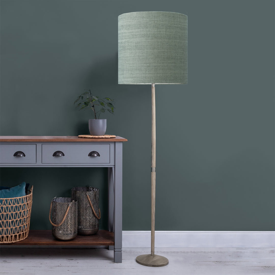 Solensis Floor Lampbase Grey Wash/Textured Linen Anna 48x50cm Lampshade Frost