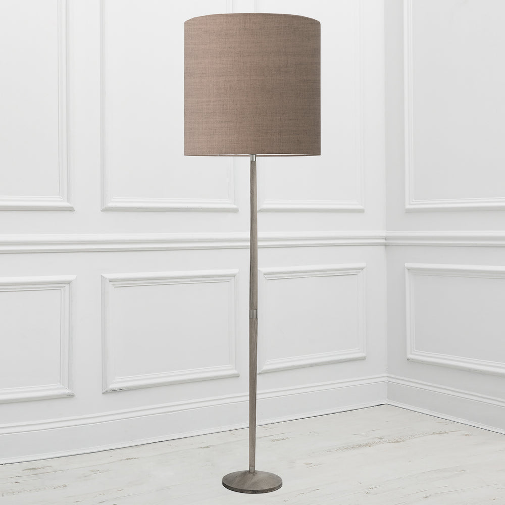 Solensis Floor Lampbase Grey Wash/Textured Linen Anna 48x50cm Lampshade Terracotta - image 2