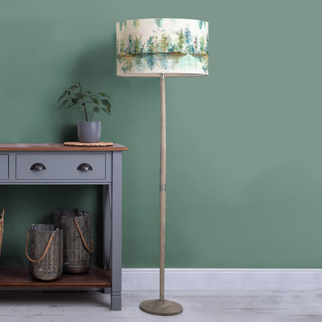 Solensis Floor Lampbase Grey Wash/Wilderness EVA 52cm Lampshade Topaz
