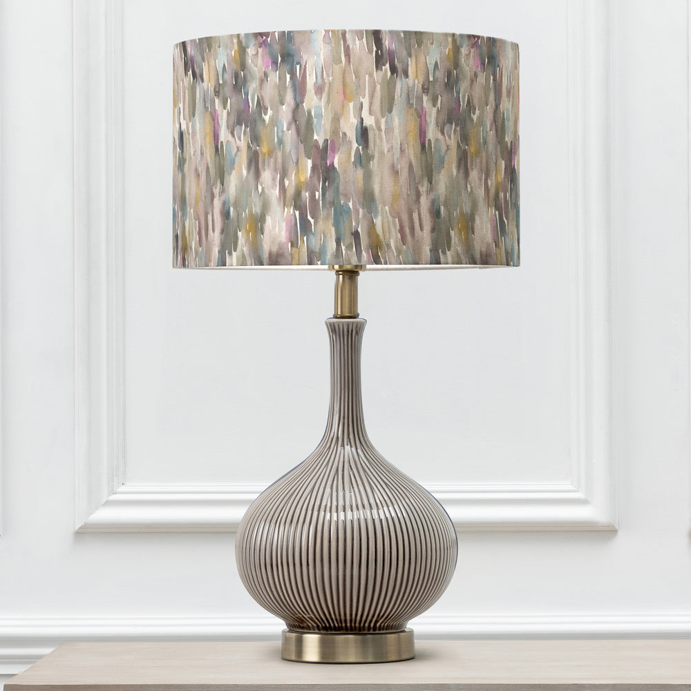 Ursula Table Lampbase Silver/Azima EVA 40cm Lampshade Ironstone - image 2