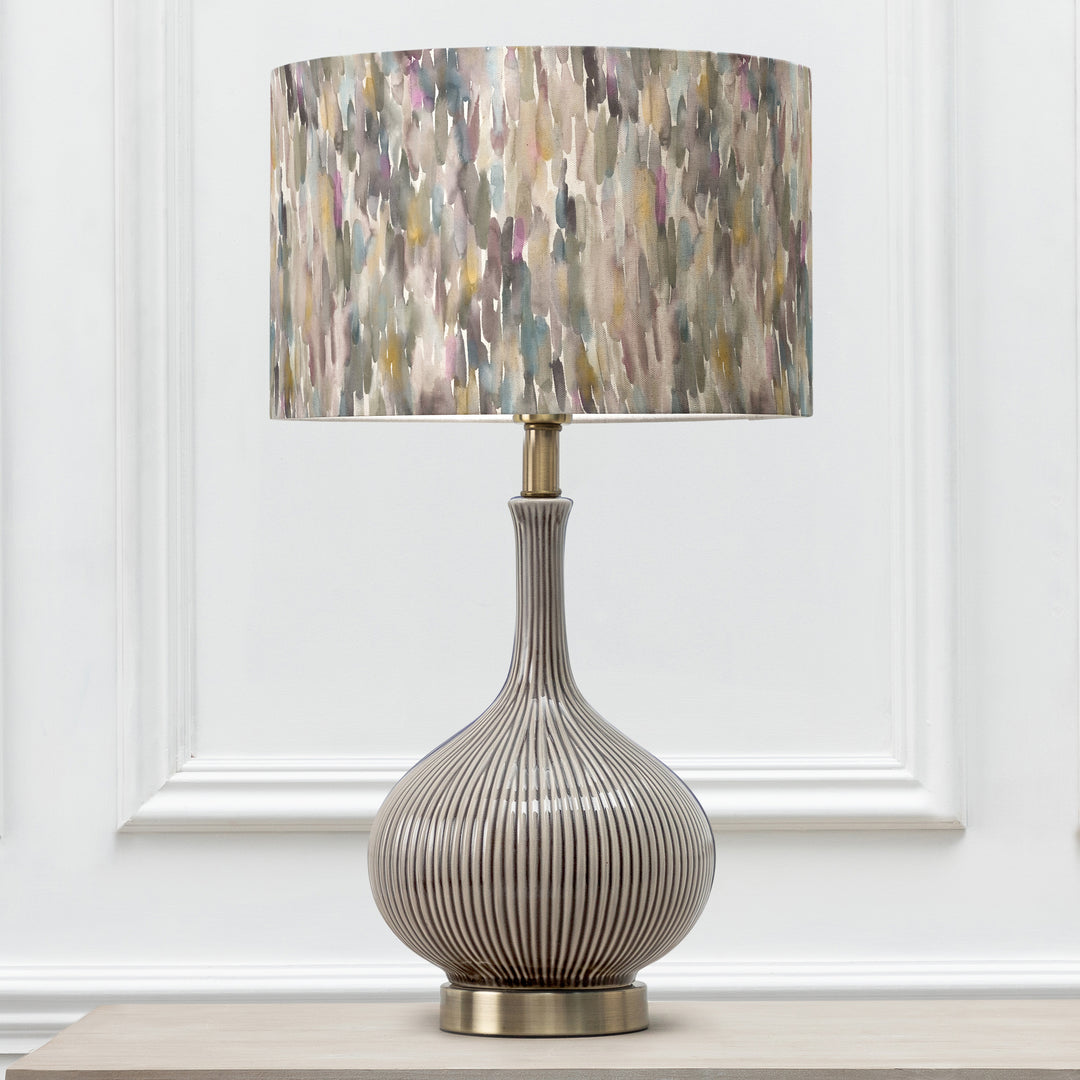 Ursula Table Lampbase Silver/Azima EVA 40cm Lampshade Ironstone - image 2