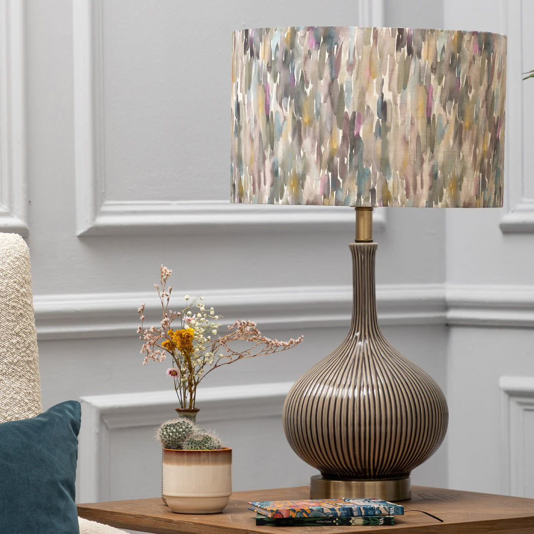 Ursula Table Lampbase Silver/Azima EVA 40cm Lampshade Ironstone