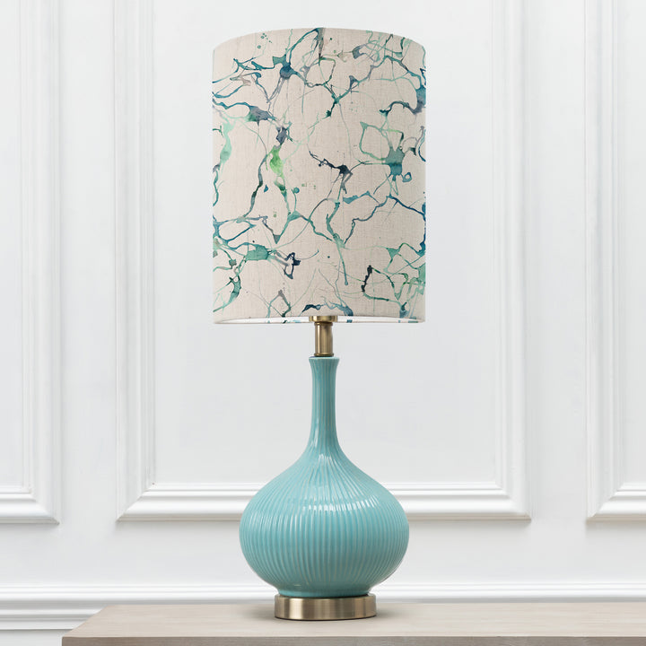 Ursula Table Lampbase Aqua/Carrara Anna 30cm Lampshade Ocean - image 2