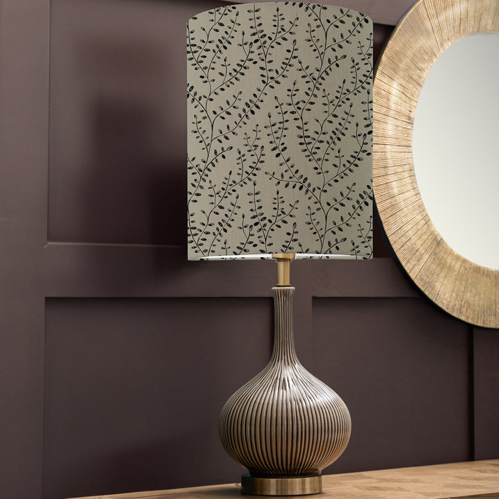 Ursula Table Lampbase Silver/Eden Anna 30cm Lampshade Onyx